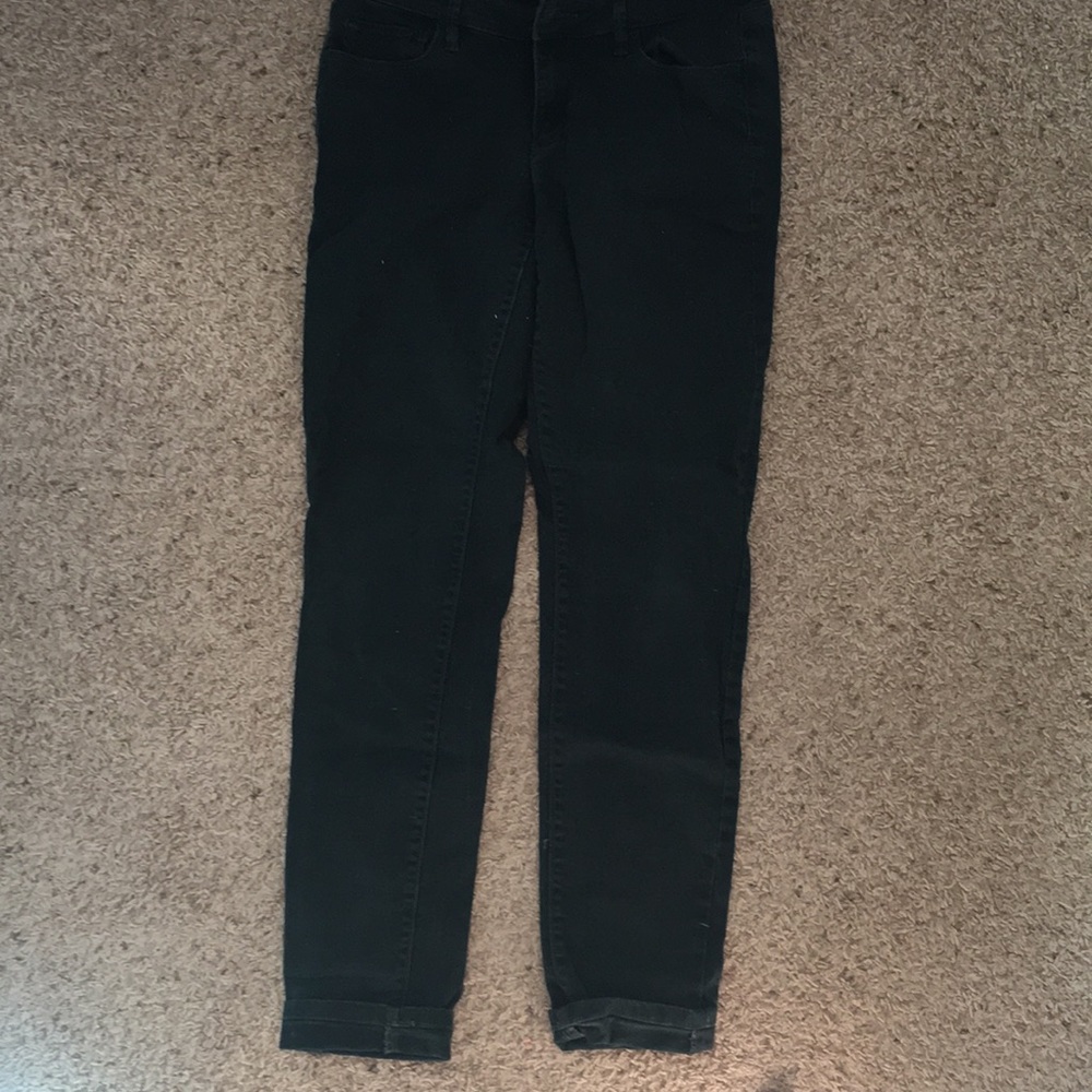 LOFT dark green skinny jeans